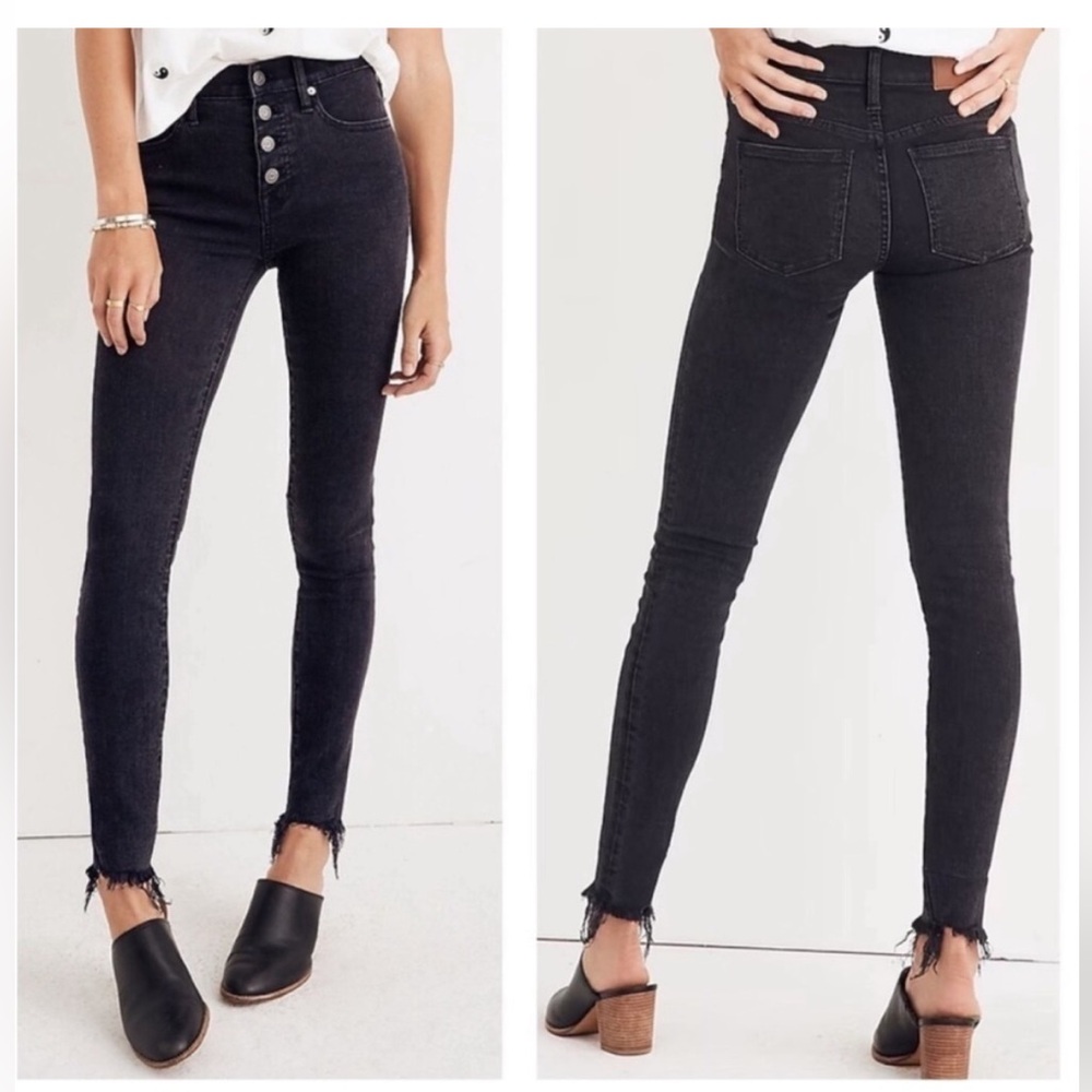 Madewell 9”Mid-Rise Charcoal Skinny Jeans